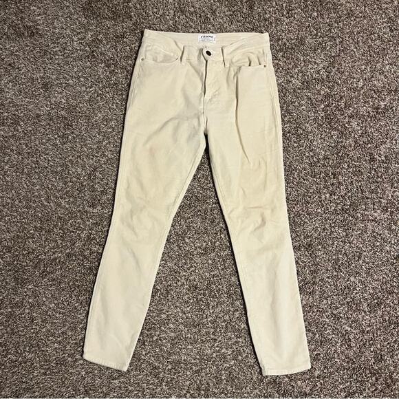FRAME Ivory Winter White Velvet Skinny Pants Size 27 - Picture 2 of 8